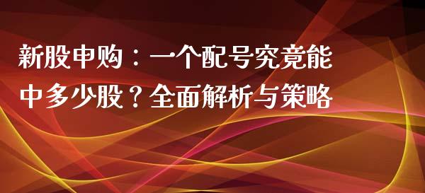 新股申购:一个配号究竟能中多少股?全面解析与策略_期货理财_第1张_快捷排财经网 新股申购:一个配号究竟能中多少股?全面解析与策略_https://www.kuaijiepai.net_期货理财_第1张