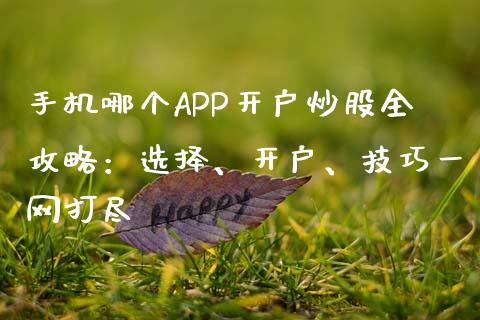 手机哪个APP开户炒股全攻略：选择、开户、技巧一网打尽_https://www.kuaijiepai.net_新股新闻_第1张