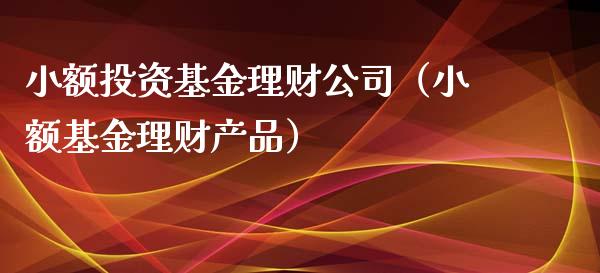 小额投资基金理财公司（小额基金理财产品）_https://www.kuaijiepai.net_期货理财_第1张