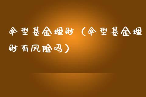 伞型基金理财（伞型基金理财有风险吗）_https://www.kuaijiepai.net_投资理财_第1张
