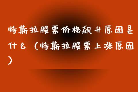 特斯拉股票价格飙升原因是什么（特斯拉股票上涨原因）_https://www.kuaijiepai.net_股票理论_第1张