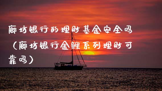 廊坊银行的理财基金安全吗（廊坊银行金鲤系列理财可靠吗）_https://www.kuaijiepai.net_期货理财_第1张