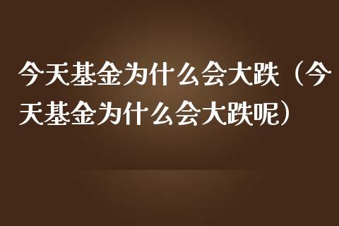 今天基金为什么会大跌（今天基金为什么会大跌呢）_https://www.kuaijiepai.net_期货理财_第1张