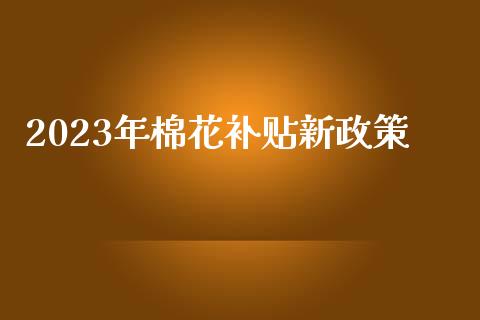 2023年棉花补贴新政策_https://www.kuaijiepai.net_期货资讯_第1张