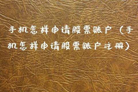 手机怎样申请股票账户（手机怎样申请股票账户注册）_https://www.kuaijiepai.net_国际股建_第1张
