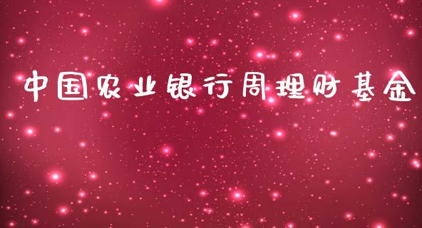 中国农业银行周理财基金_https://www.kuaijiepai.net_期货理财_第1张