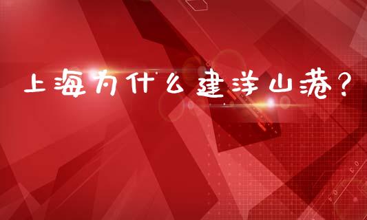 上海为什么建洋山港？_https://www.kuaijiepai.net_投资理财_第1张