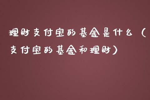 理财支付宝的基金是什么（支付宝的基金和理财）_https://www.kuaijiepai.net_期货理财_第1张