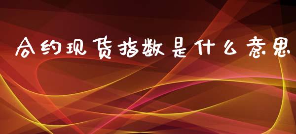 合约现货指数是什么意思_https://www.kuaijiepai.net_国际期货_第1张