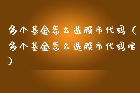 多个基金怎么选股市代码（多个基金怎么选股市代码呢）_https://www.kuaijiepai.net_期货理财_第1张