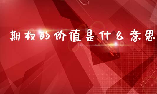 期权的价值是什么意思_https://www.kuaijiepai.net_期货资讯_第1张