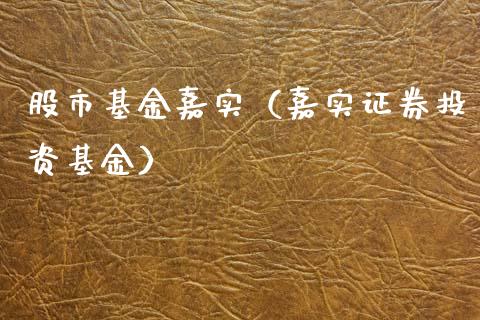 股市基金嘉实（嘉实证券投资基金）_https://www.kuaijiepai.net_期货理财_第1张