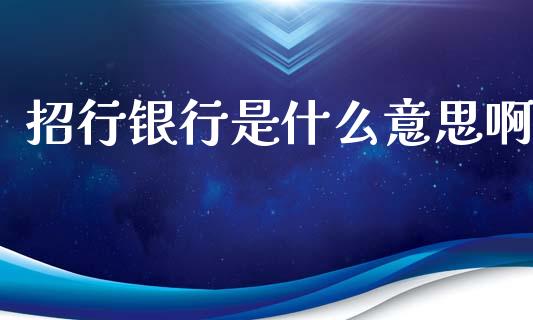 招行银行是什么意思啊_https://www.kuaijiepai.net_期货理财_第1张