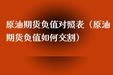原油期货负值对照表（原油期货负值如何交割）_https://www.kuaijiepai.net_期货资讯_第1张