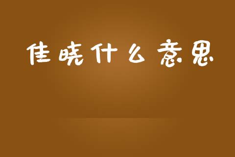 佳晓什么意思_https://www.kuaijiepai.net_国际股建_第1张