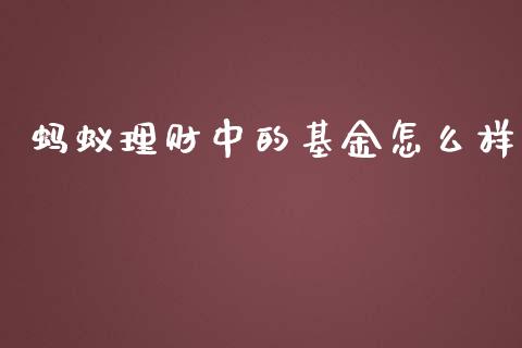 蚂蚁理财中的基金怎么样_https://www.kuaijiepai.net_期货理财_第1张