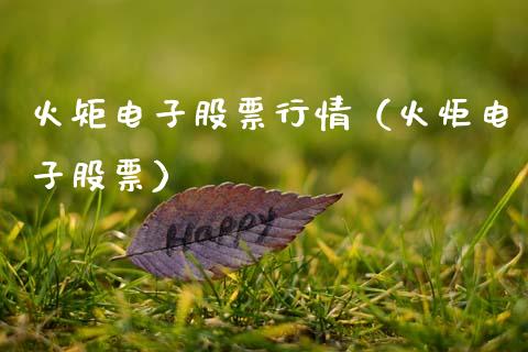 火矩电子股票行情（火炬电子股票）_https://www.kuaijiepai.net_国际股建_第1张
