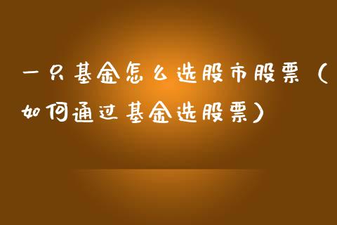 一只基金怎么选股市股票（如何通过基金选股票）_https://www.kuaijiepai.net_期货理财_第1张