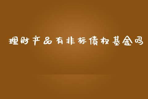 理财产品有非标债权基金吗_https://www.kuaijiepai.net_投资理财_第1张