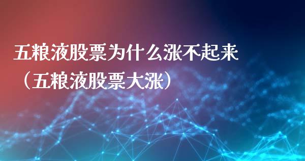 五粮液股票为什么涨不起来（五粮液股票大涨）_https://www.kuaijiepai.net_新股新闻_第1张