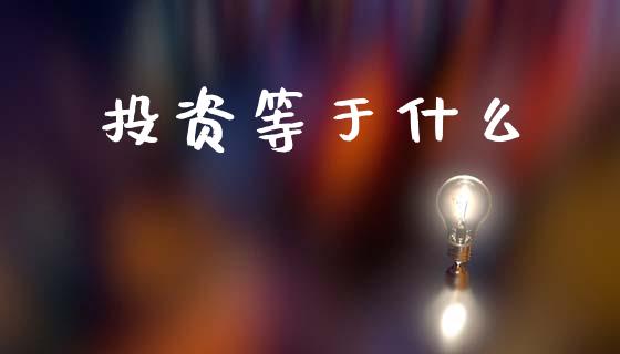 投资等于什么_https://www.kuaijiepai.net_新股新闻_第1张