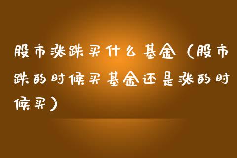 股市涨跌买什么基金（股市跌的时候买基金还是涨的时候买）_https://www.kuaijiepai.net_期货理财_第1张
