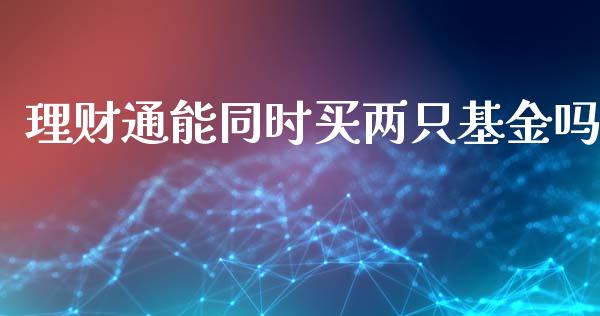 理财通能同时买两只基金吗_https://www.kuaijiepai.net_期货理财_第1张