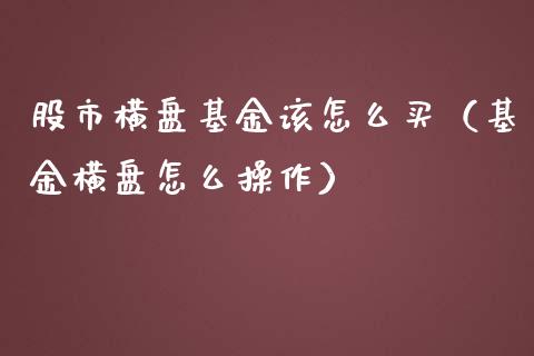 股市横盘基金该怎么买（基金横盘怎么操作）_https://www.kuaijiepai.net_投资理财_第1张