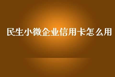 民生小微企业信用卡怎么用_https://www.kuaijiepai.net_期货在线_第1张