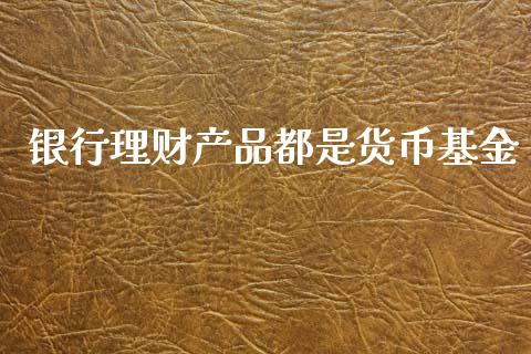 银行理财产品都是货币基金_https://www.kuaijiepai.net_期货理财_第1张
