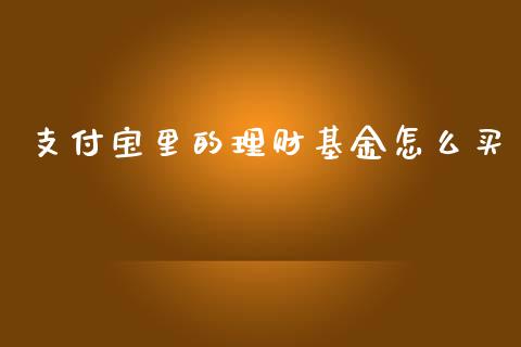 支付宝里的理财基金怎么买_https://www.kuaijiepai.net_期货理财_第1张