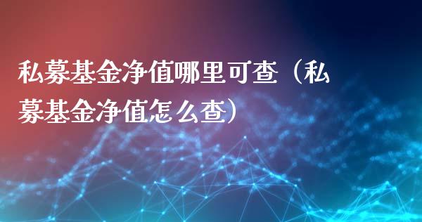 私募基金净值哪里可查（私募基金净值怎么查）_https://www.kuaijiepai.net_投资理财_第1张