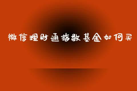 微信理财通指数基金如何买_https://www.kuaijiepai.net_期货理财_第1张