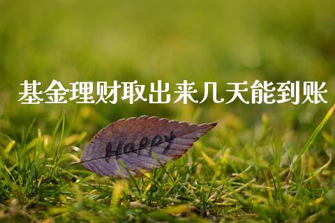 基金理财取出来几天能到账_https://www.kuaijiepai.net_投资理财_第1张