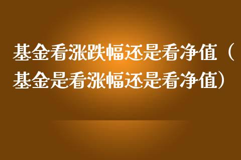 基金看涨跌幅还是看净值（基金是看涨幅还是看净值）_https://www.kuaijiepai.net_期货理财_第1张