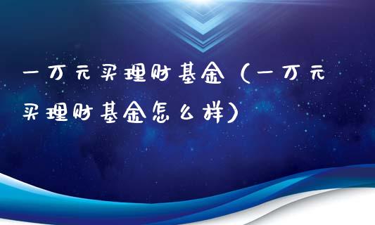 一万元买理财基金（一万元买理财基金怎么样）_https://www.kuaijiepai.net_期货理财_第1张