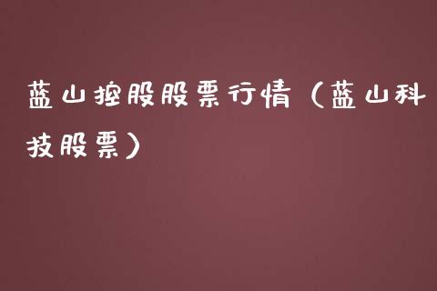 蓝山控股股票行情（蓝山科技股票）_https://www.kuaijiepai.net_国际股建_第1张