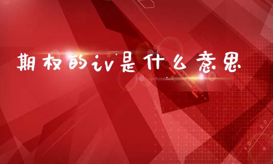 期权的iv是什么意思_https://www.kuaijiepai.net_期货资讯_第1张