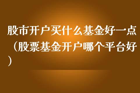 股市开户买什么基金好一点（股票基金开户哪个平台好）_https://www.kuaijiepai.net_投资理财_第1张