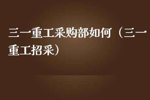 三一重工采购部如何（三一重工招采）_https://www.kuaijiepai.net_国际股建_第1张