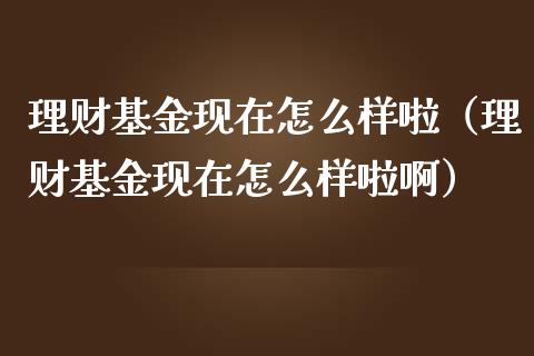 理财基金现在怎么样啦（理财基金现在怎么样啦啊）_https://www.kuaijiepai.net_投资理财_第1张