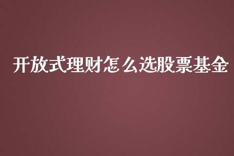 开放式理财怎么选股票基金_https://www.kuaijiepai.net_投资理财_第1张