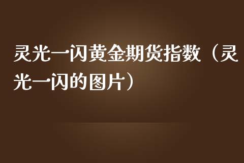 灵光一闪黄金期货指数（灵光一闪的图片）_https://www.kuaijiepai.net_国际期货_第1张