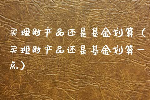 买理财产品还是基金划算（买理财产品还是基金划算一点）_https://www.kuaijiepai.net_投资理财_第1张
