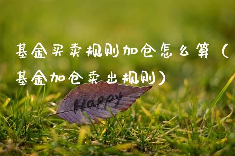 基金买卖规则加仓怎么算（基金加仓卖出规则）_https://www.kuaijiepai.net_投资理财_第1张