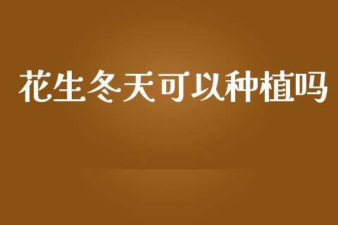 花生冬天可以种植吗_https://www.kuaijiepai.net_国际期货_第1张