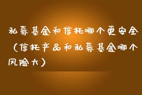 私募基金和信托哪个更安全（信托产品和私募基金哪个风险大）_https://www.kuaijiepai.net_期货理财_第1张