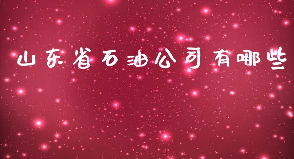 山东省石油公司有哪些_https://www.kuaijiepai.net_期货在线_第1张