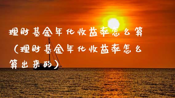 理财基金年化收益率怎么算（理财基金年化收益率怎么算出来的）_https://www.kuaijiepai.net_投资理财_第1张