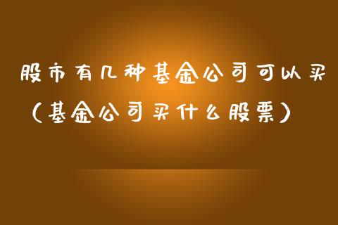 股市有几种基金公司可以买（基金公司买什么股票）_https://www.kuaijiepai.net_投资理财_第1张